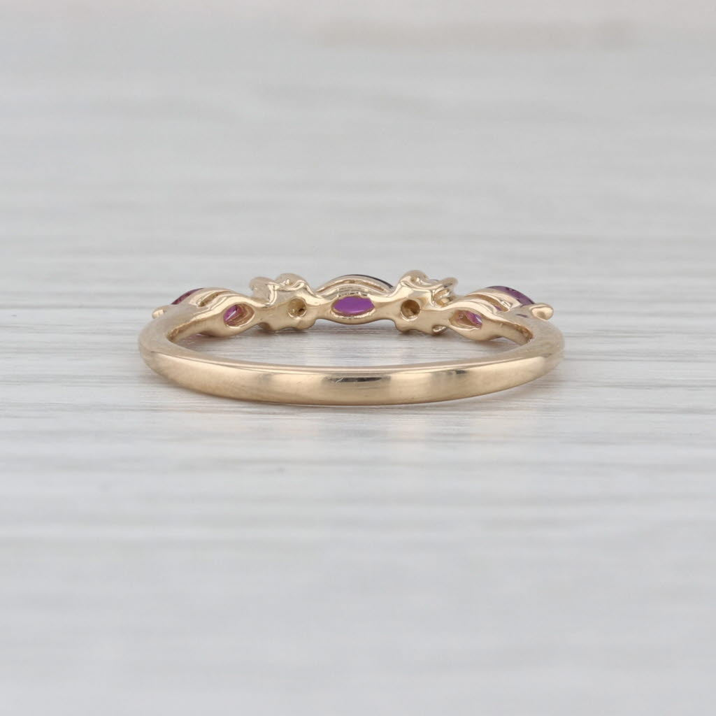 0.31ctw Ruby Diamond Ring 14k Yellow Gold Stackable Wedding Band Size 6