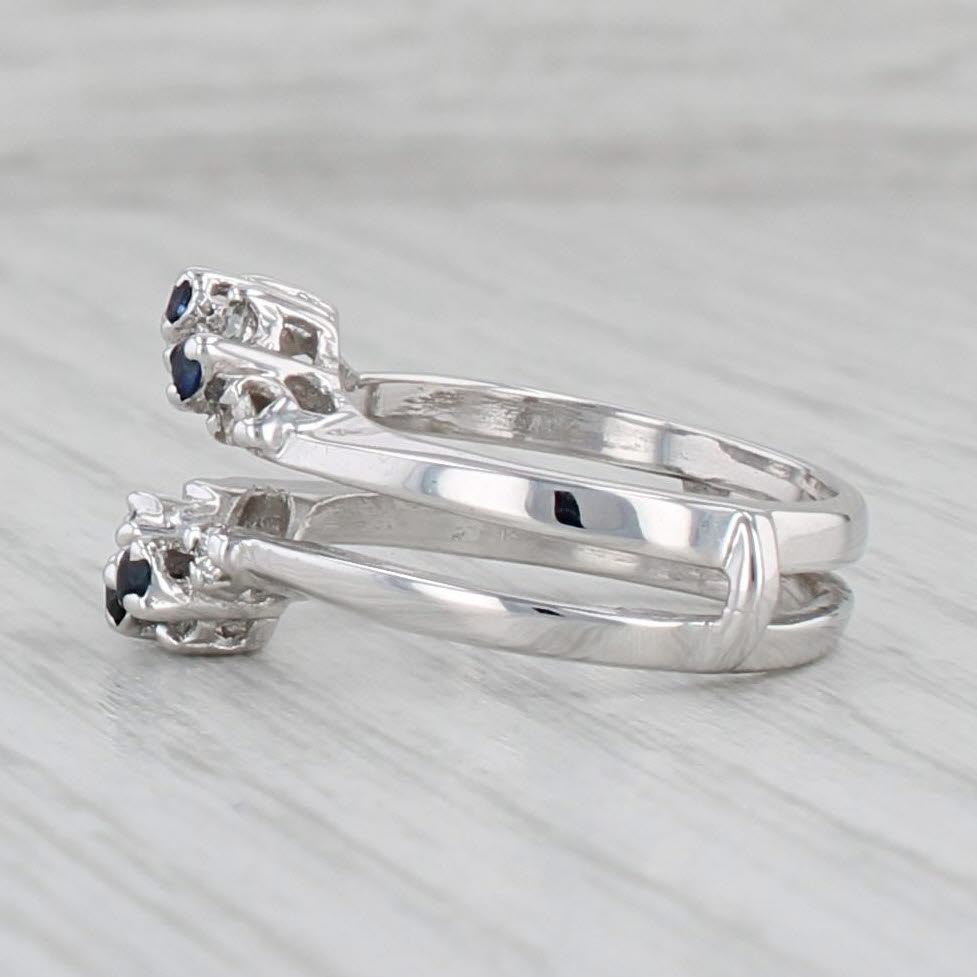 Gray 0.46ctw Blue Sapphire Diamond Ring Jacket Guard 14k White Gold Size 5.5 Wrap