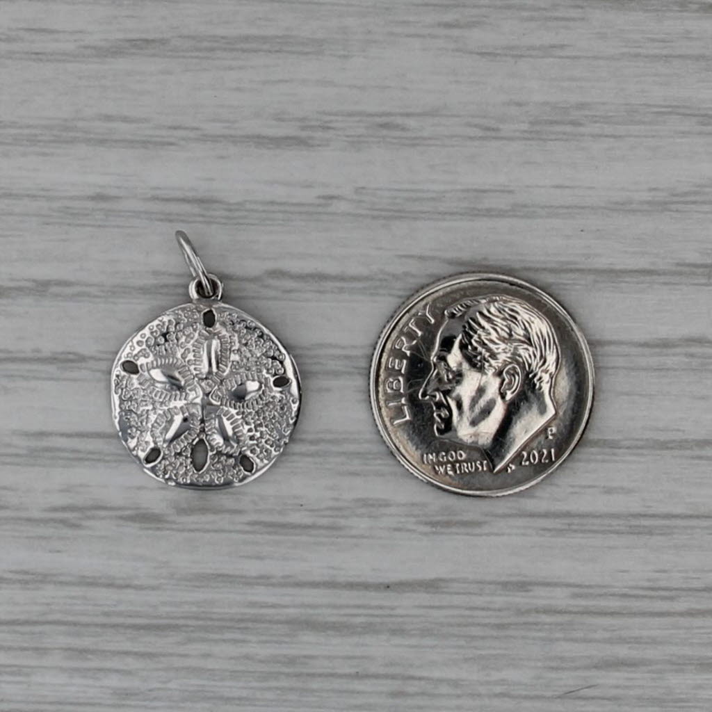 Sand Dollar Pendant 14k White Gold Nautical Charm
