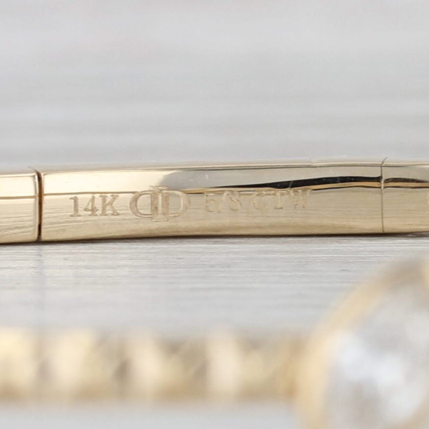 New 0.63ctw Diamond Beveled Flexible Bangle Bracelet 6.75" 14k Yellow Gold