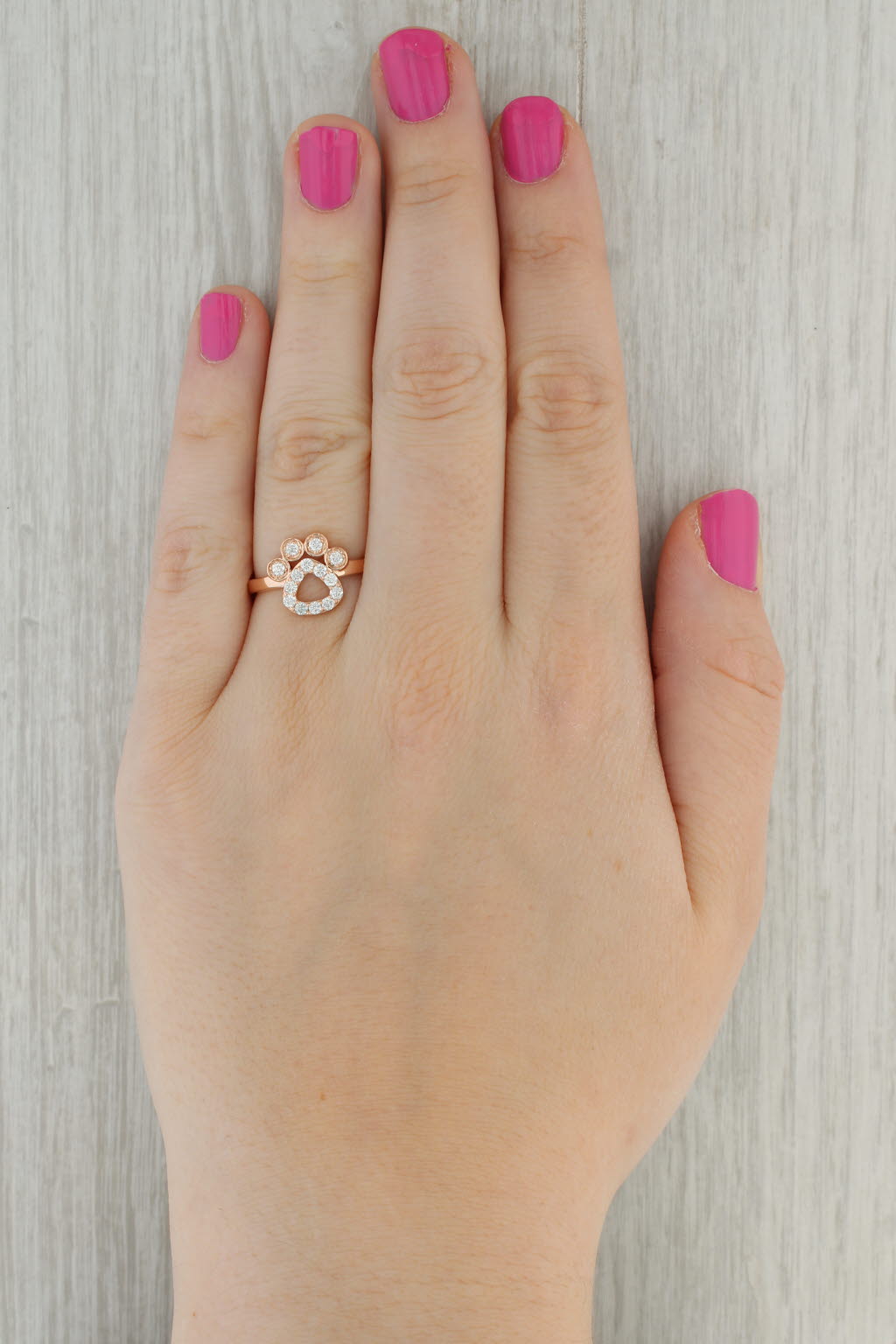 Tan New 0.41ctw Diamond Paw Print Ring 14k Rose Gold Size 7.75