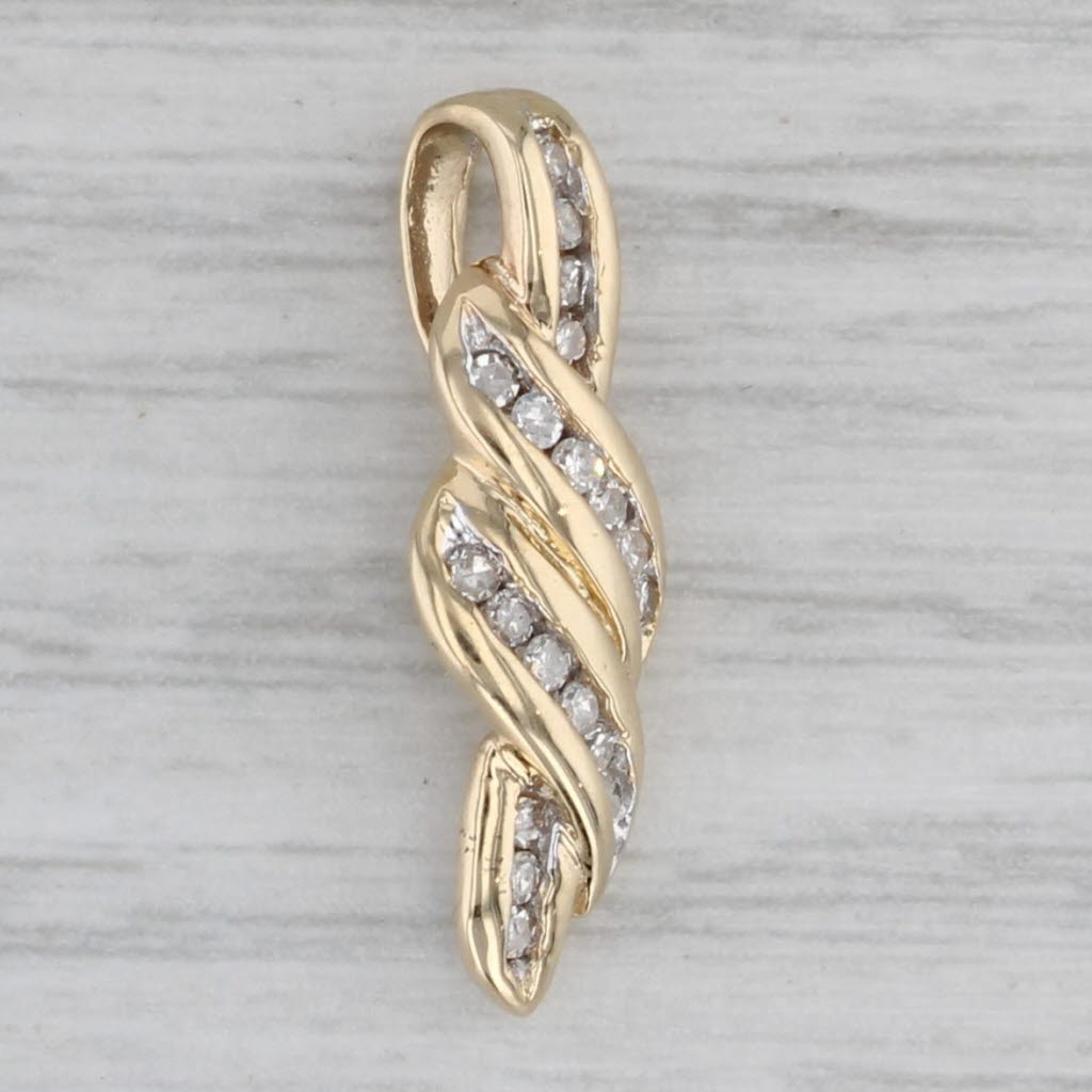 Gray 0.15ctw Diamond Drop Pendant 14k Yellow Gold