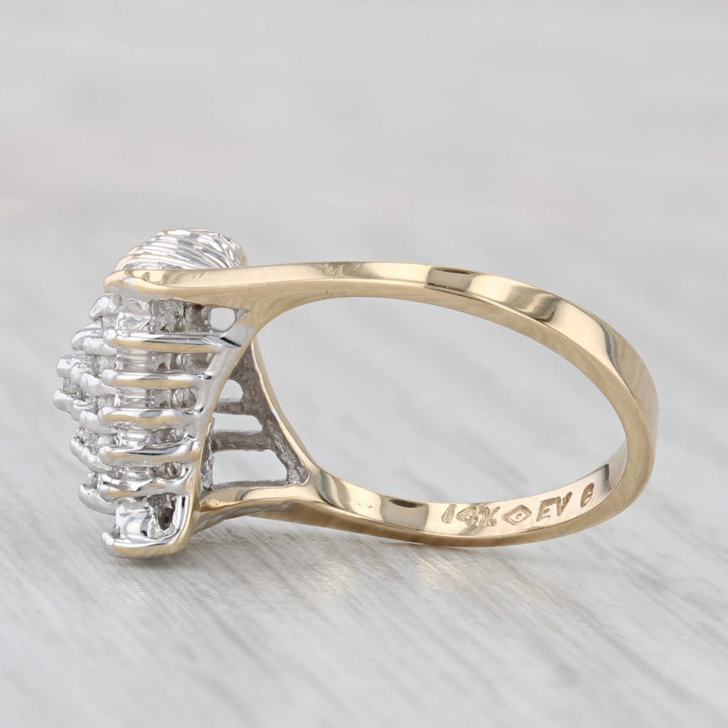 Light Gray 0.50ctw Diamond Cluster Ring 14k White Yellow Gold Size 6