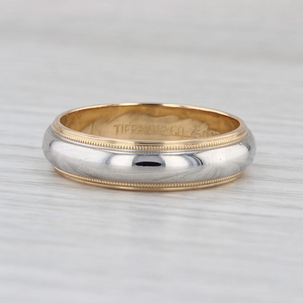 Tiffany & Co Together Men's Wedding Band Platinum 18k Gold Size 11.5 6mm Ring