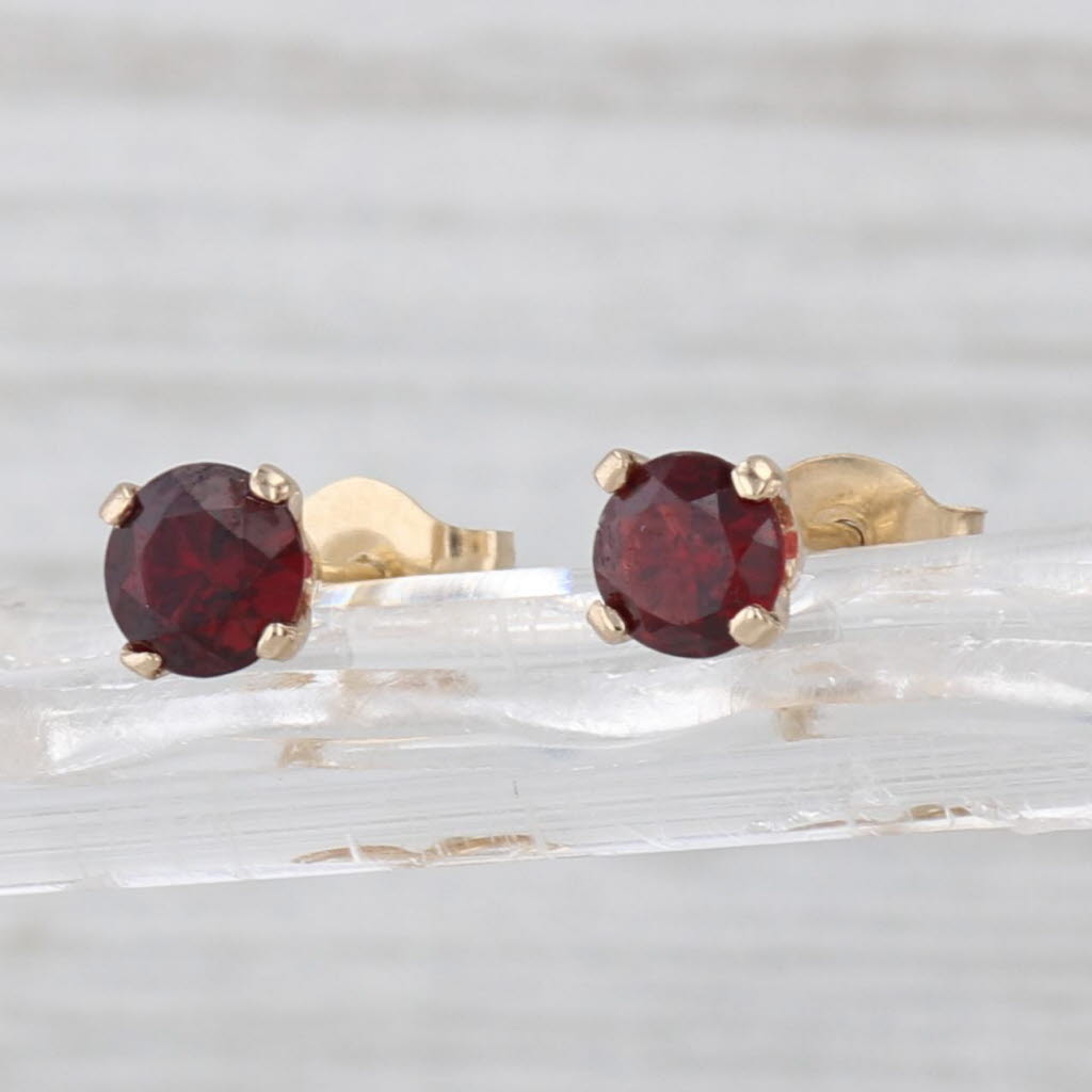 0.70ctw Round Garnet Stud Earrings 14k Yellow Gold Solitaire Studs