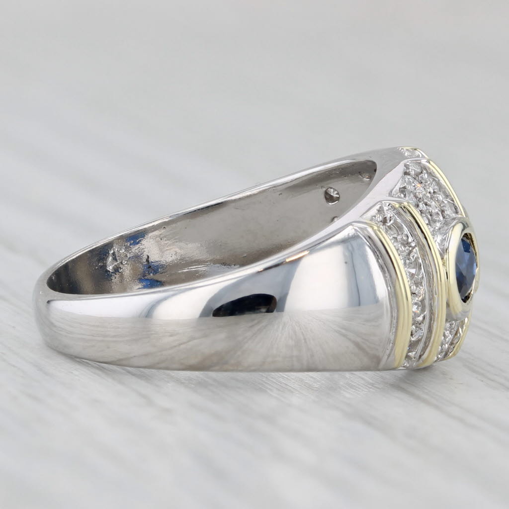 Gray 1.43ctw Blue Sapphire Diamond Ring 14k White Gold Size 7.75