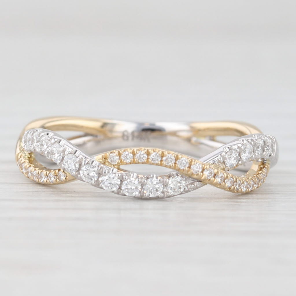 Light Gray New 0.29ctw Woven Diamond Ring 14k White Yellow Gold Wedding Stackable Band 6.75