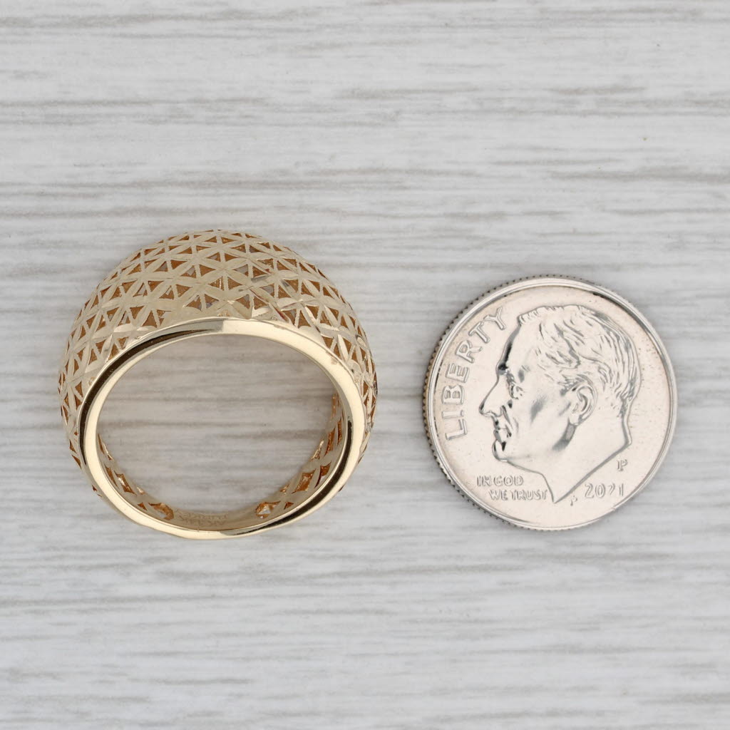 Gray Lattice Work Pierced Ring 14k Yellow Gold Size 6.25 Statement