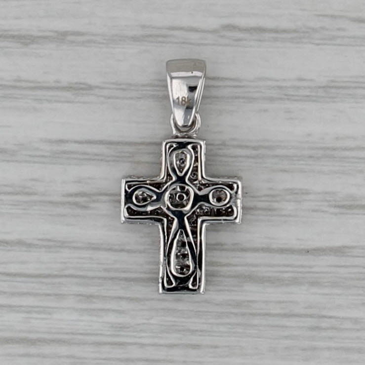 0.90ctw Pave Diamond Cross Pendant 18k White Gold 3D Drop