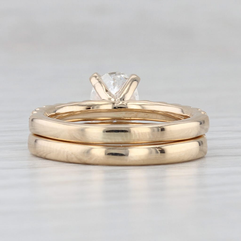 Light Gray 1.86ctw Oval Diamond Engagement Ring Wedding Band Bridal Set 14k Gold GIA