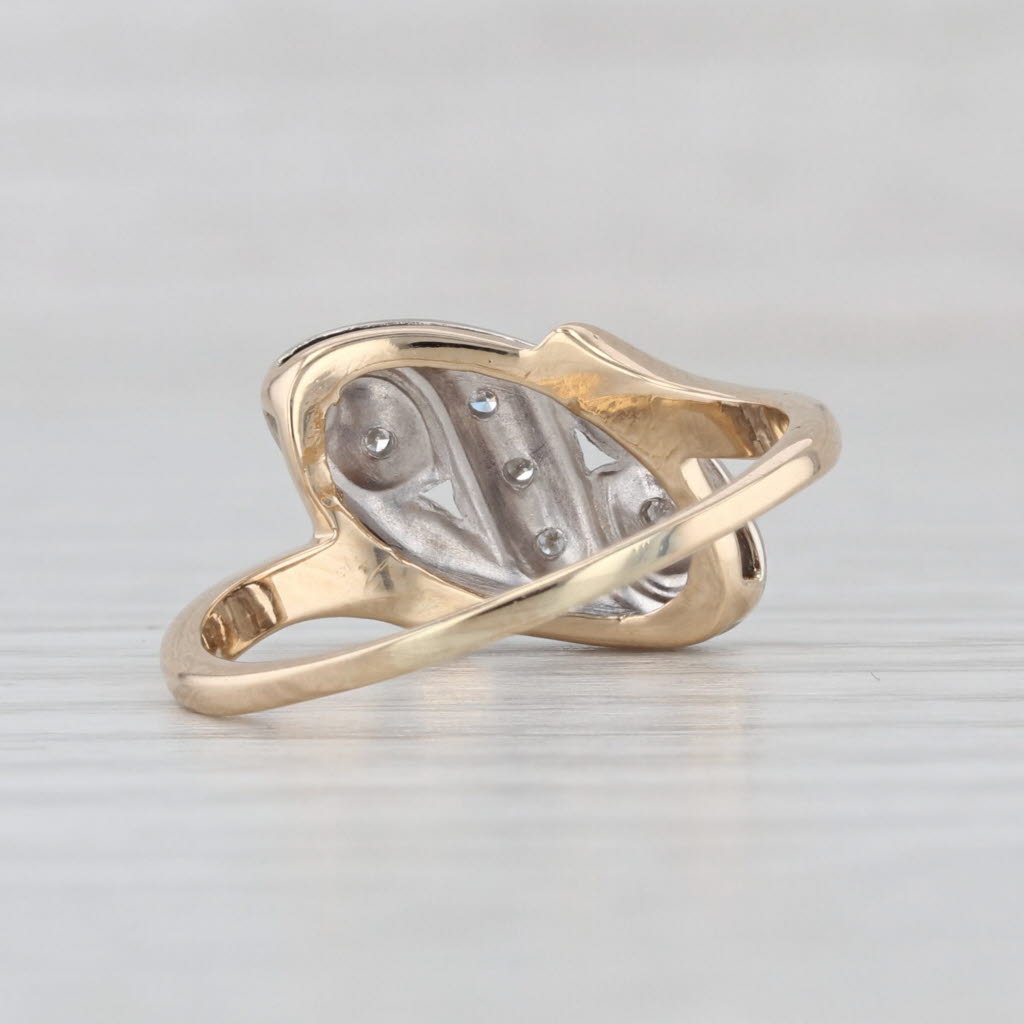 Diamond Princess Bypass Ring 14k White Yellow Gold Size 7.5