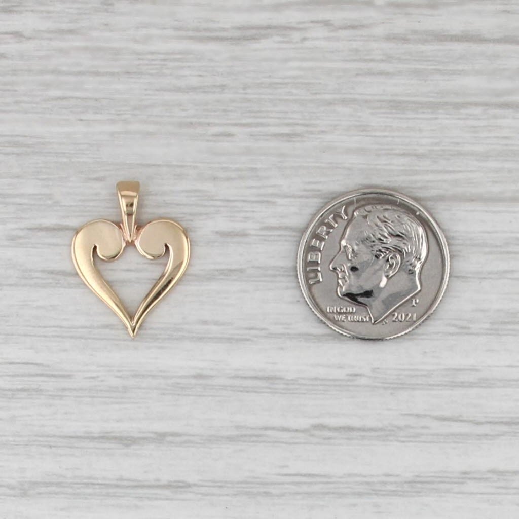 James Avery Scrolled Heart Pendant 14k Yellow Gold Small Open Heart Drop