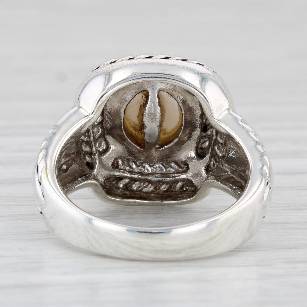 Light Gray Judith Ripka Cultured Button Pearl Ring Sterling Silver Size 6 Solitaire