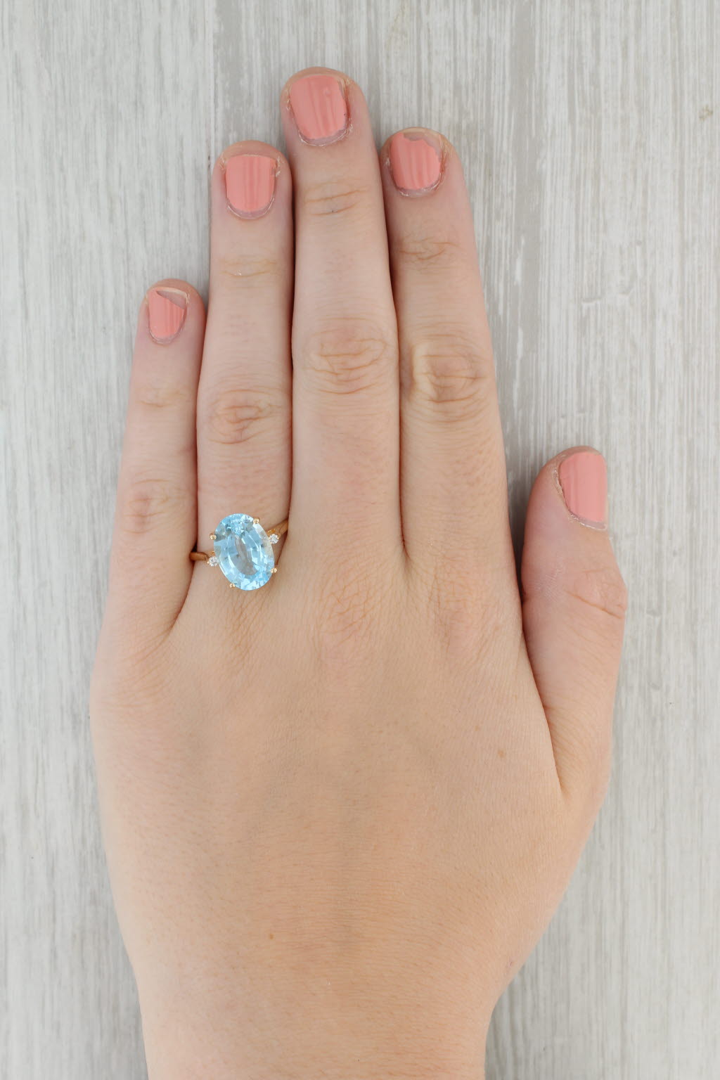 Gray 7.04ctw Oval Blue Topaz Diamond Ring 14k Yellow Gold Size 11.25