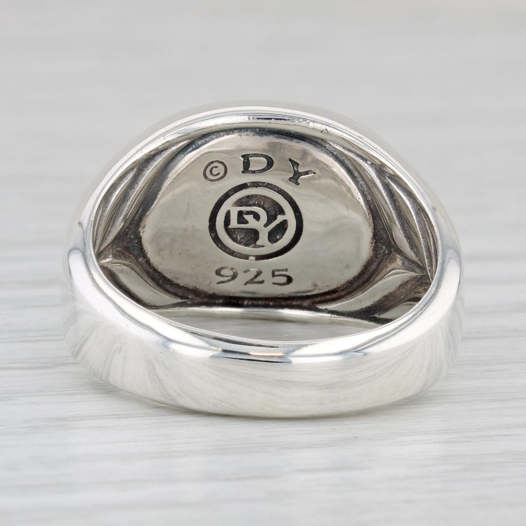 Light Gray David Yurman Onyx Solitaire Signet Ring Sterling Silver Size 9.75 Men's