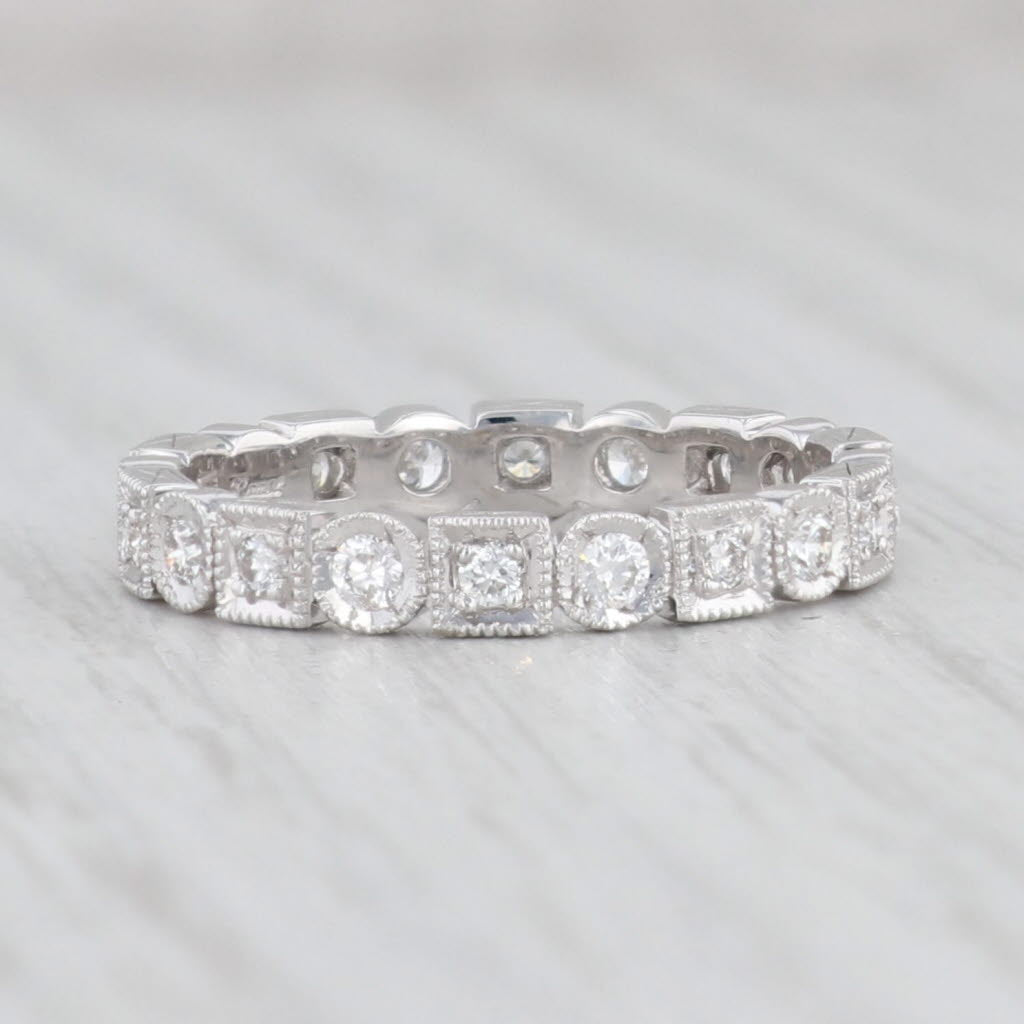 Light Gray New 0.38ctw Diamond Eternity Ring 14k White Gold Wedding Band Stackable Size 6.5