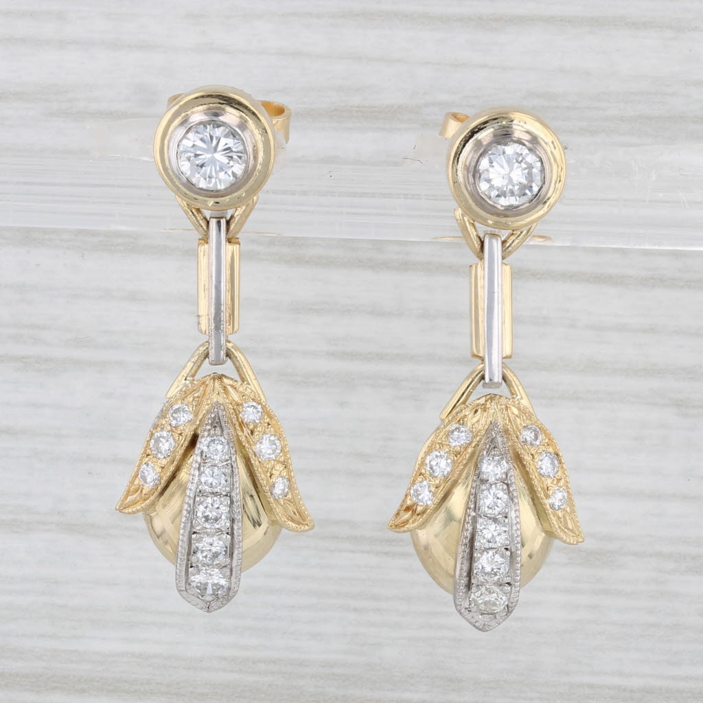 Light Gray 0.65ctw Diamond Drop Earrings 18k Yellow Gold