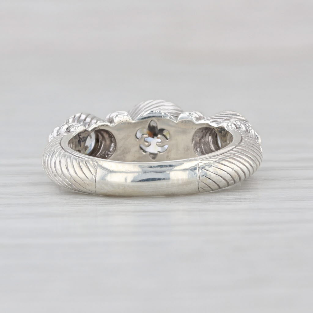 Judith Ripka Cubic Zirconia 3-Stone Ring Sterling Silver Size 5