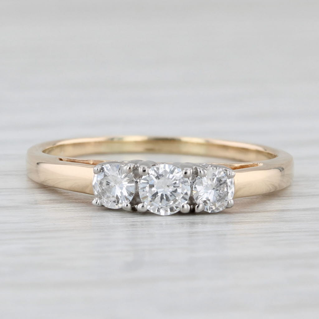 Light Gray 0.50ctw Diamond 3-Stone Engagement Ring 14k Yellow Gold Size 8