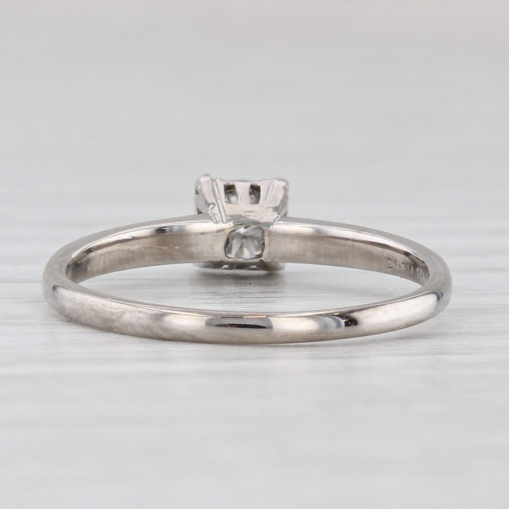Light Gray 0.32ct Round Diamond Solitaire Engagement Ring Ruthendium Palladium Size 6.75