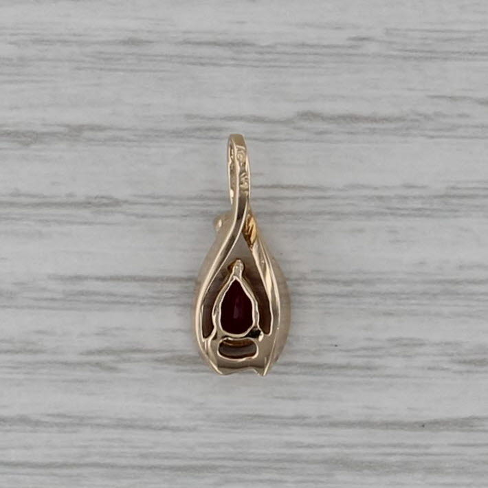0.52ct Ruby Diamond Teardrop Pendant 14k Yellow Gold Small Drop