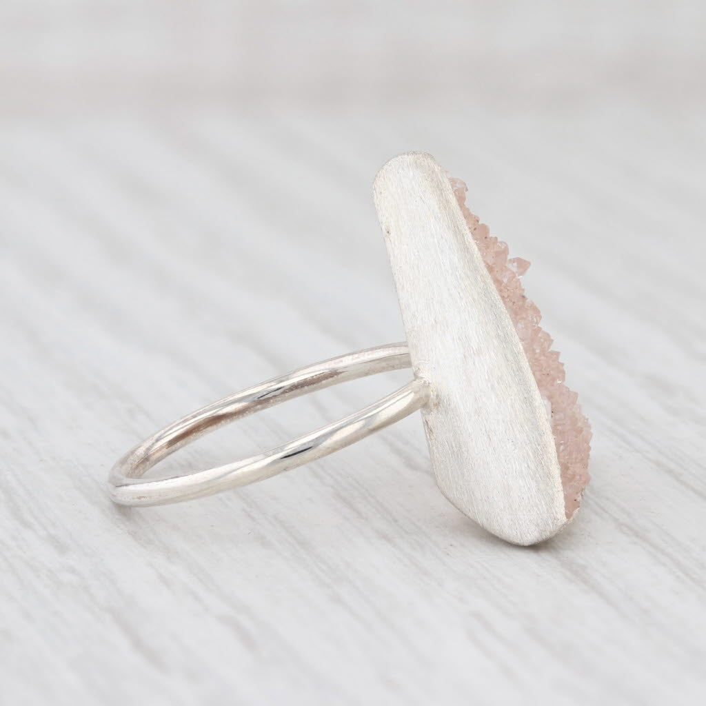 New Nina Wynn Trio Sand Druzy Quartz Ring Sterling Silver Size 7.25 Statement