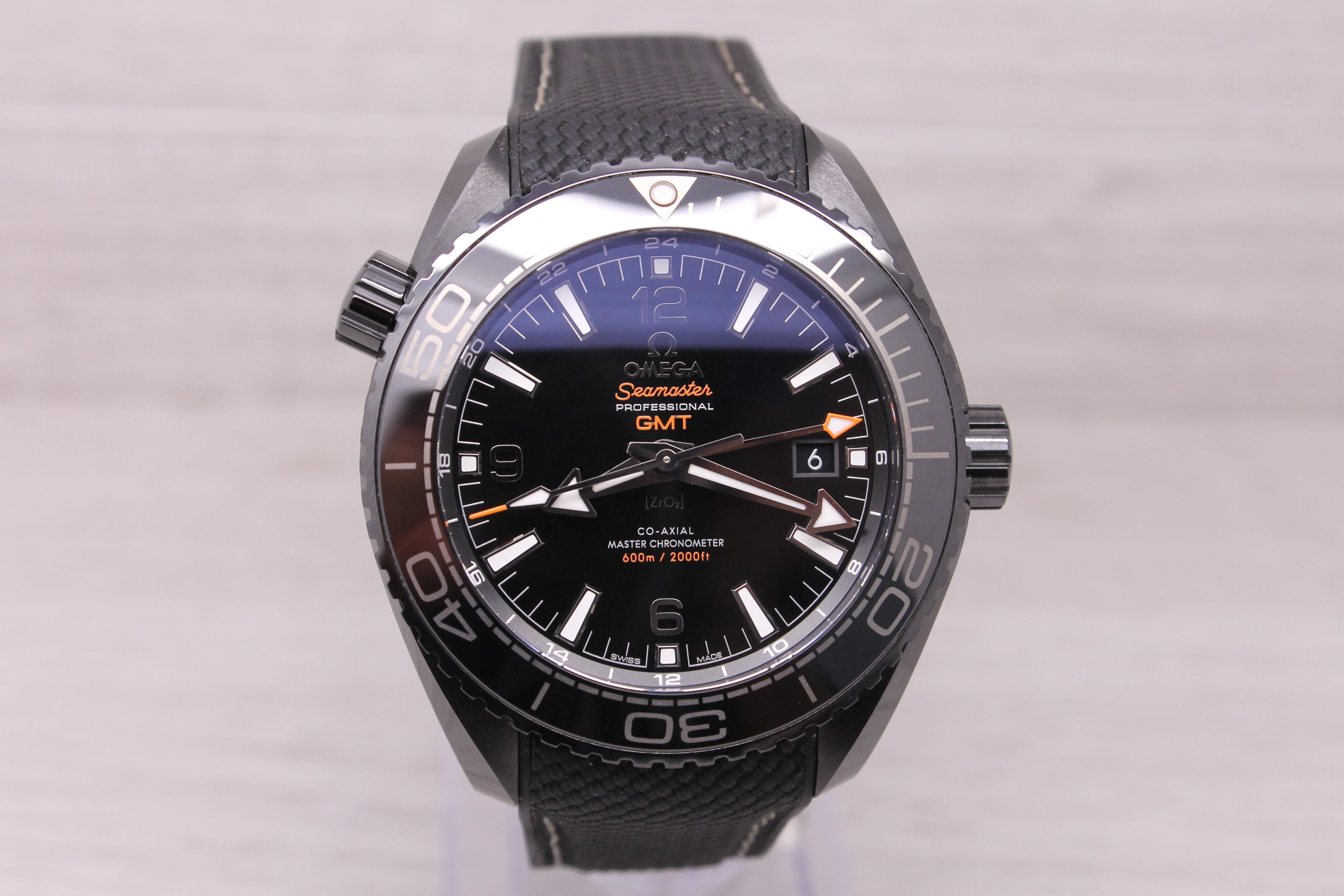 Thistle Omega seamaster GMT Planet Ocean Deep Black Mens 45mm Automatic Watch SERVICED