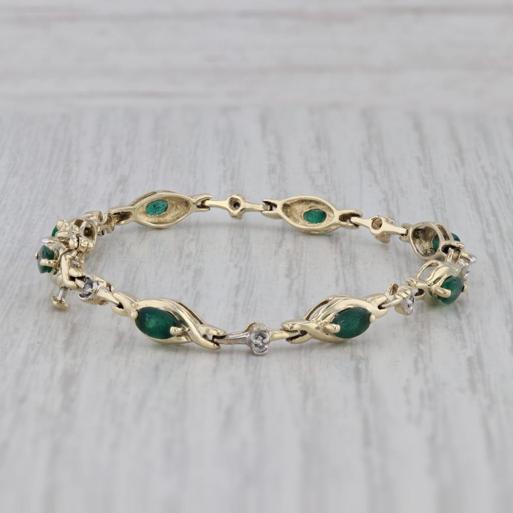 Gray 2.03ctw Emerald Diamond Tennis Bracelet 10k Yellow Gold 6.5" 4.8mm