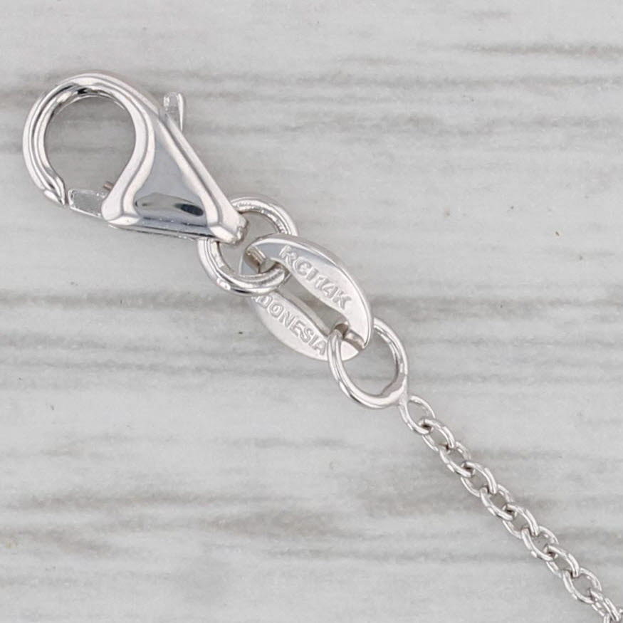 Gray New Adjustable Cable Chain Necklace 14k White Gold 16-18" 1.1mm