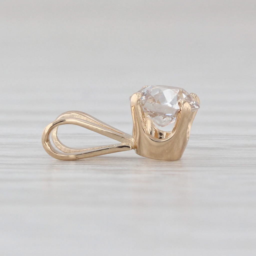 0.32ct Diamond Round Solitaire Pendant 14k Yellow Gold Small Drop