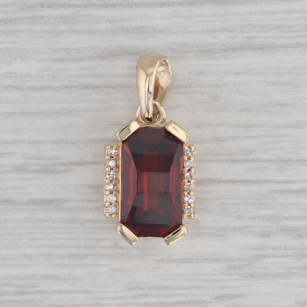 Gray 3.54ctw Garnet Diamond Pendant 10K Yellow Gold January Birthstone