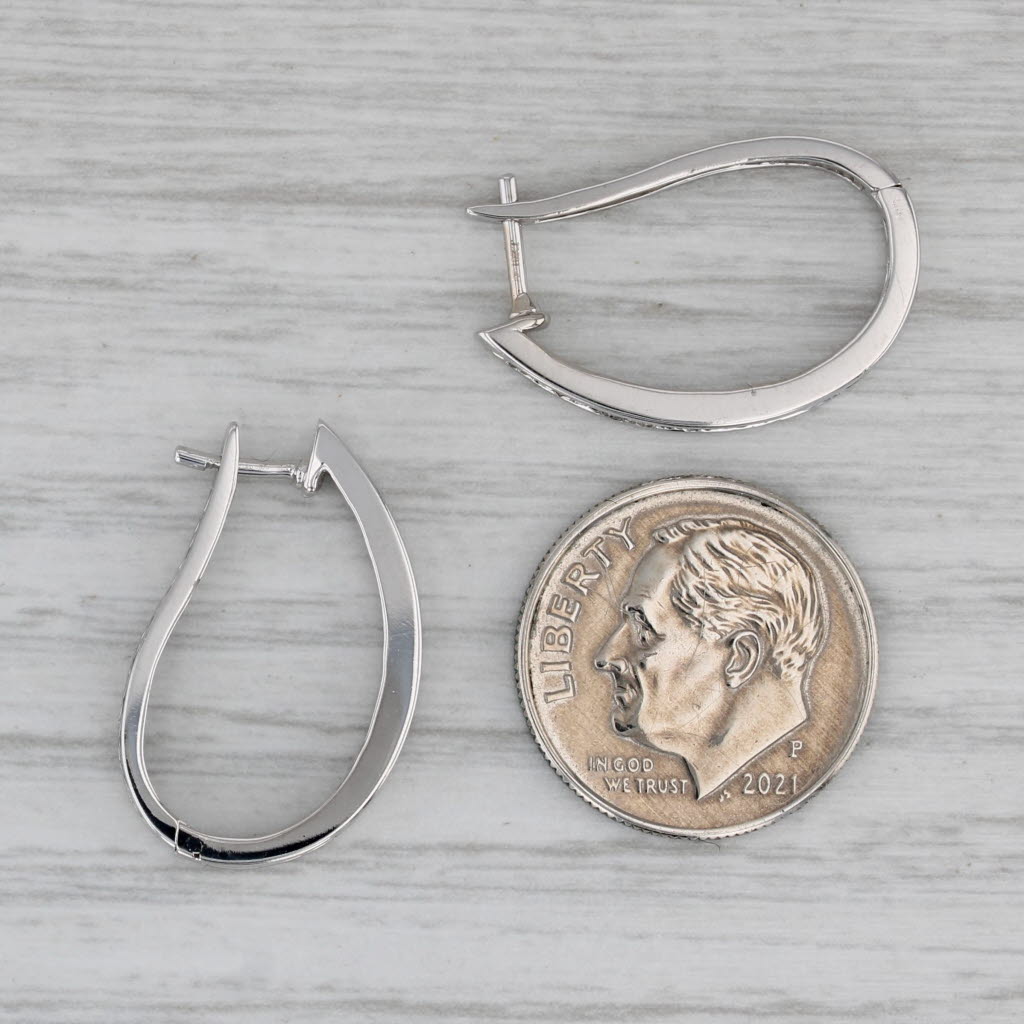 Gray 0.58ctw Diamond Journey Earrings 10k White Gold Snap Top Oval Hoops