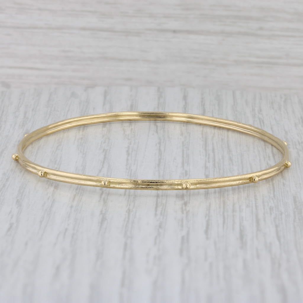 Gray Emily Armenta Granulated Dots Bangle Bracelet 18k Yellow Gold 8" 2.5mm