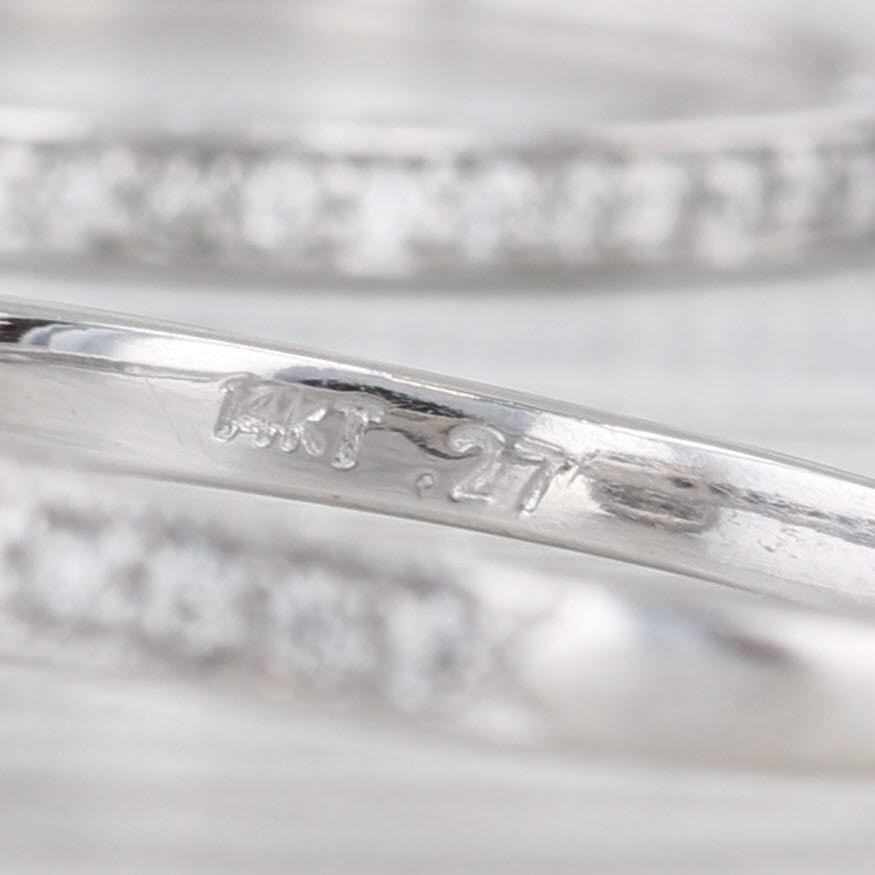 0.70ctw Emerald Cut Diamond Halo Engagement Ring Wedding Band 14k White Gold