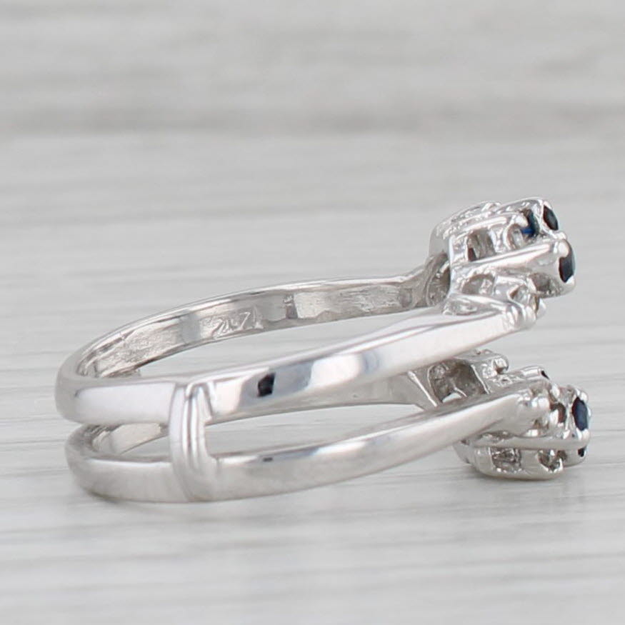Gray 0.46ctw Blue Sapphire Diamond Ring Jacket Guard 14k White Gold Size 5.5 Wrap