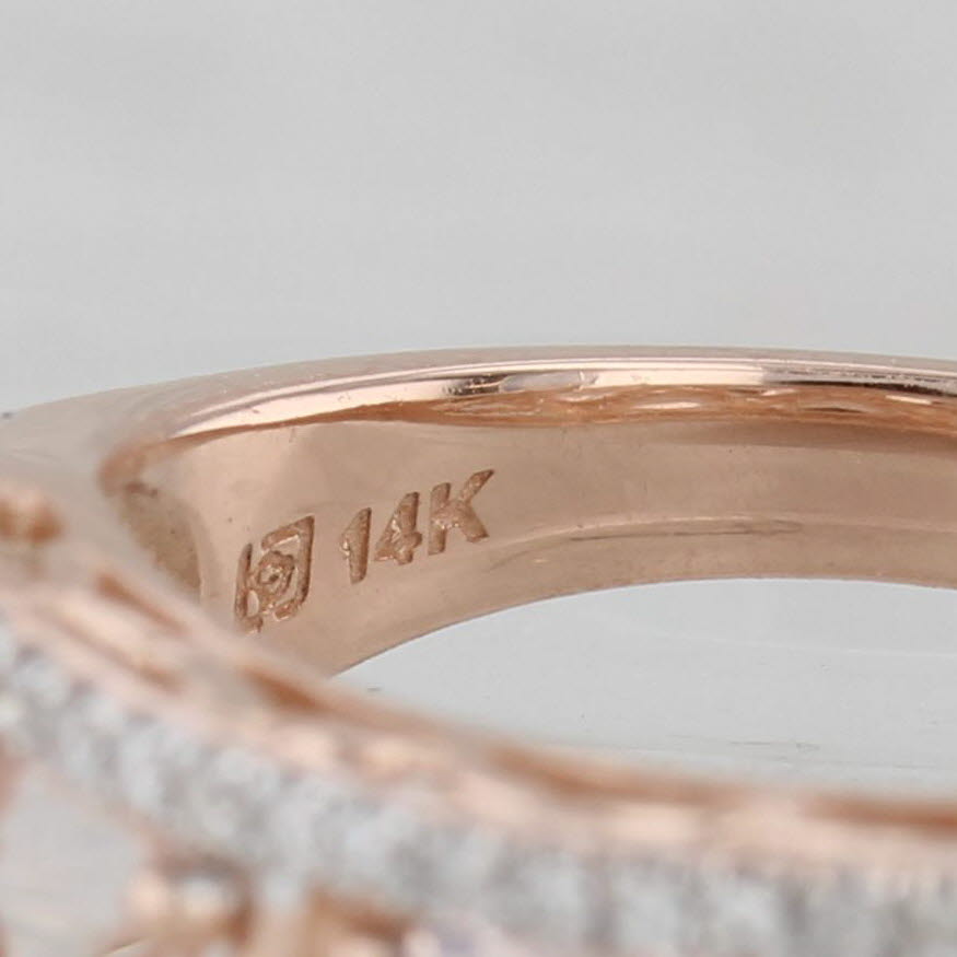 Gray 3.22ctw Morganite Diamond Ring 14k Rose Gold Size 8 Cocktail