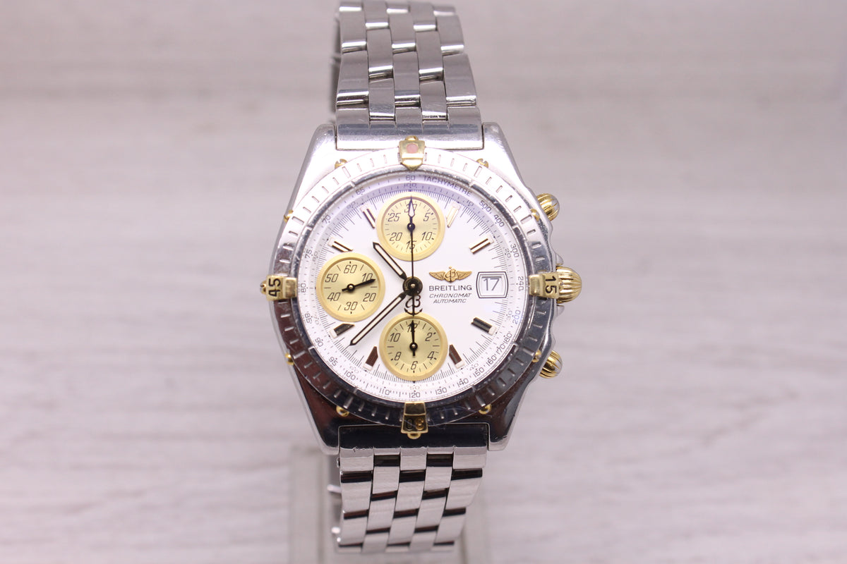 Breitling Chronomat 40mm Steel Automatic Chronograph Watch B13050.1 Box Papers