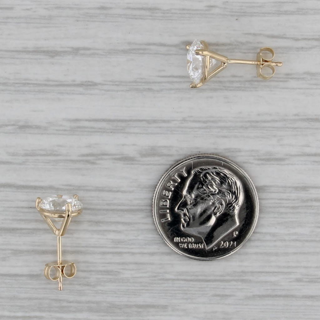 New 3.02ctw IGI Lab Grown Diamond Stud Earrings 14k Gold Studs Round VS1 E