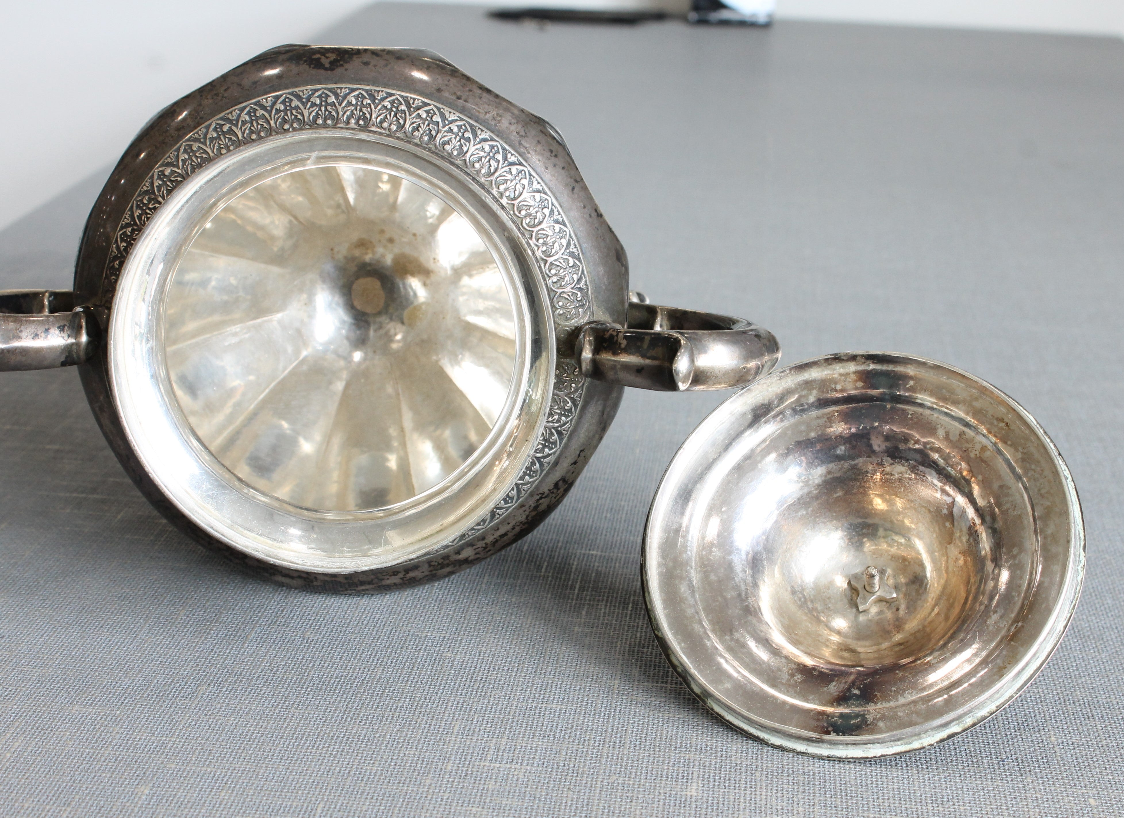 Dark Gray Antique c.1850 Ball Tompkins Black Marquand Large 10" Sterling Silver Sugar Bowl