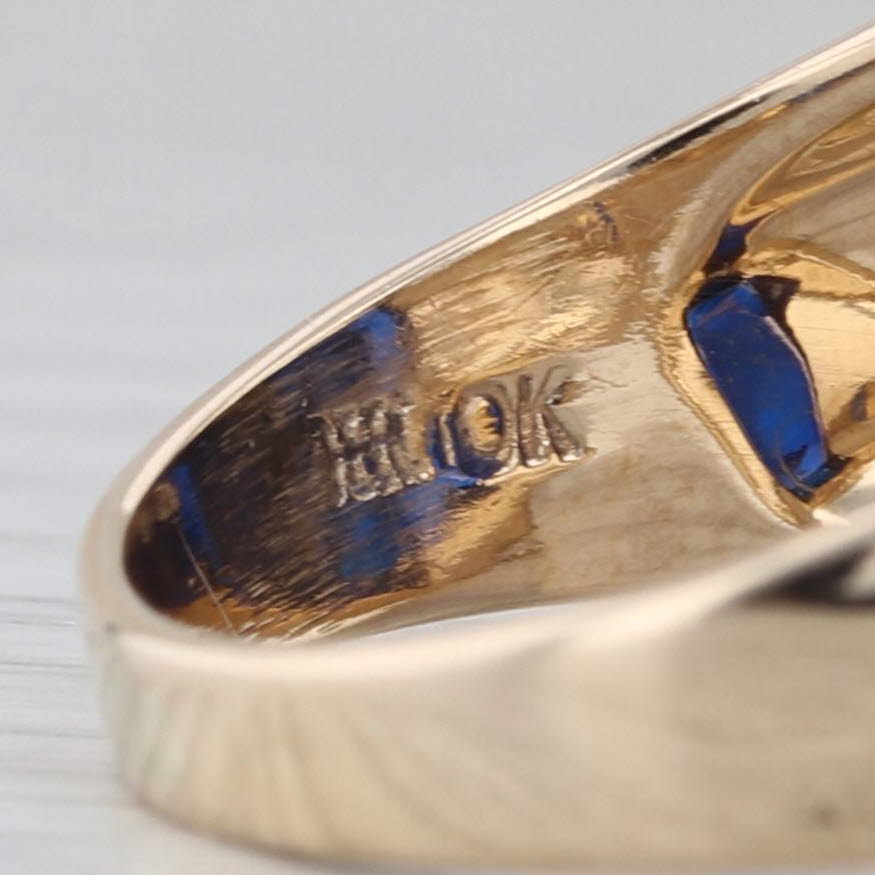 Masonic Signet Ring 10k Gold Lab Created Blue Spinel Blue Lodge Square Compass