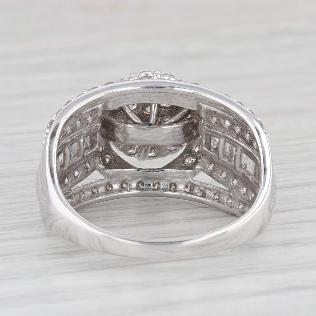 Light Gray 1.73ctw Diamond Cluster Halo 10k White Gold Size 9.75 Ring Cocktail