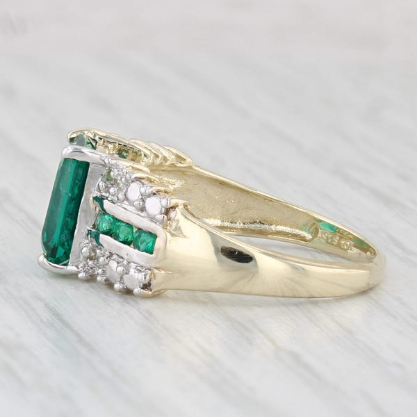 2.37ctw Lab Created Emerald Diamond Ring 10k Yellow Gold Size 7.25