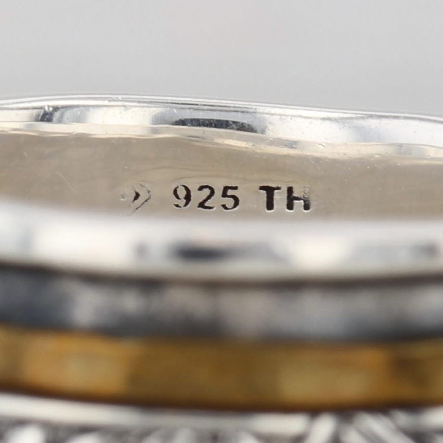 Gray Silpada Floral Spinner Ring Sterling Silver Brass Statement Band Size 8.25