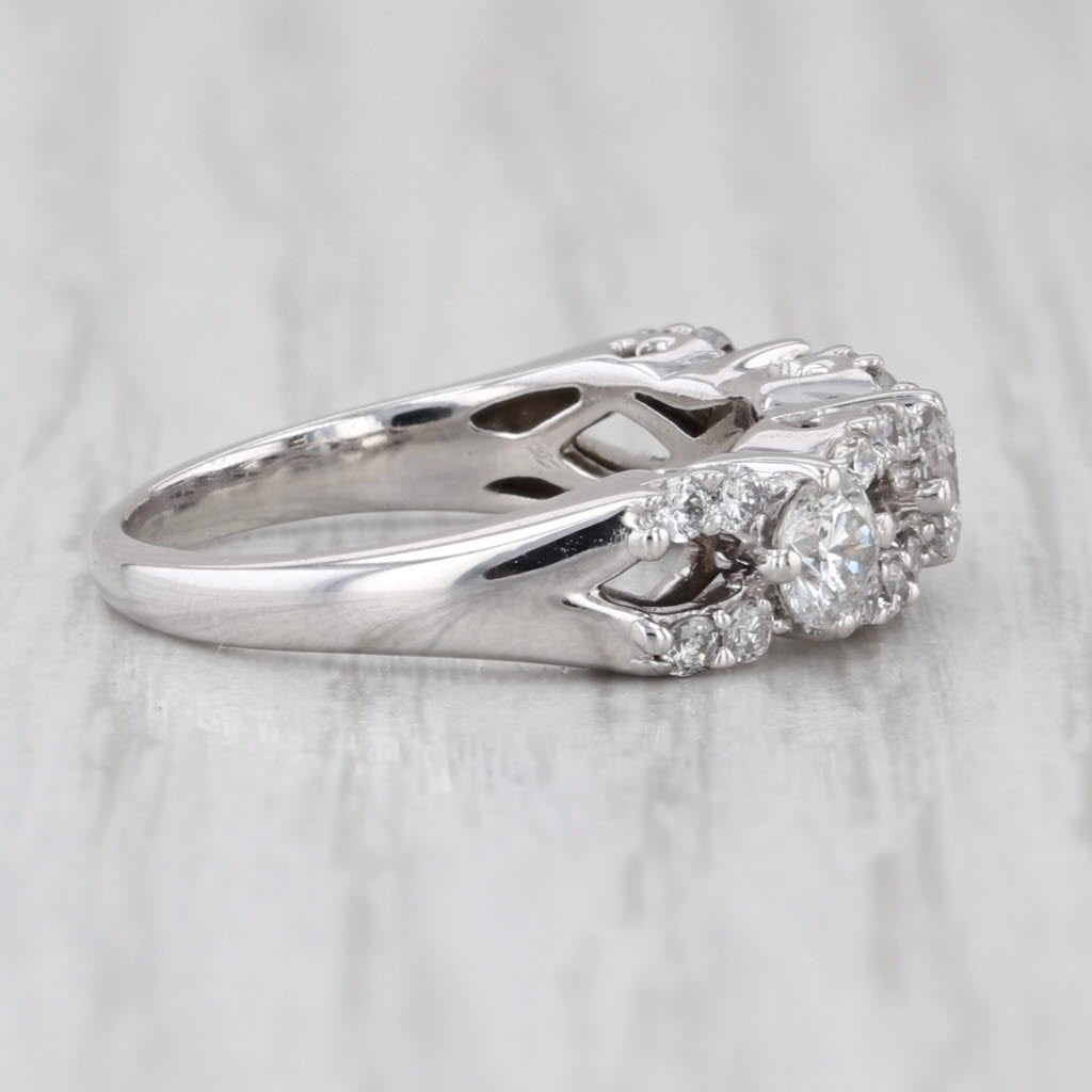 0.82ctw Diamond Link Rings Ring 14k White Gold Size 5 Stackable