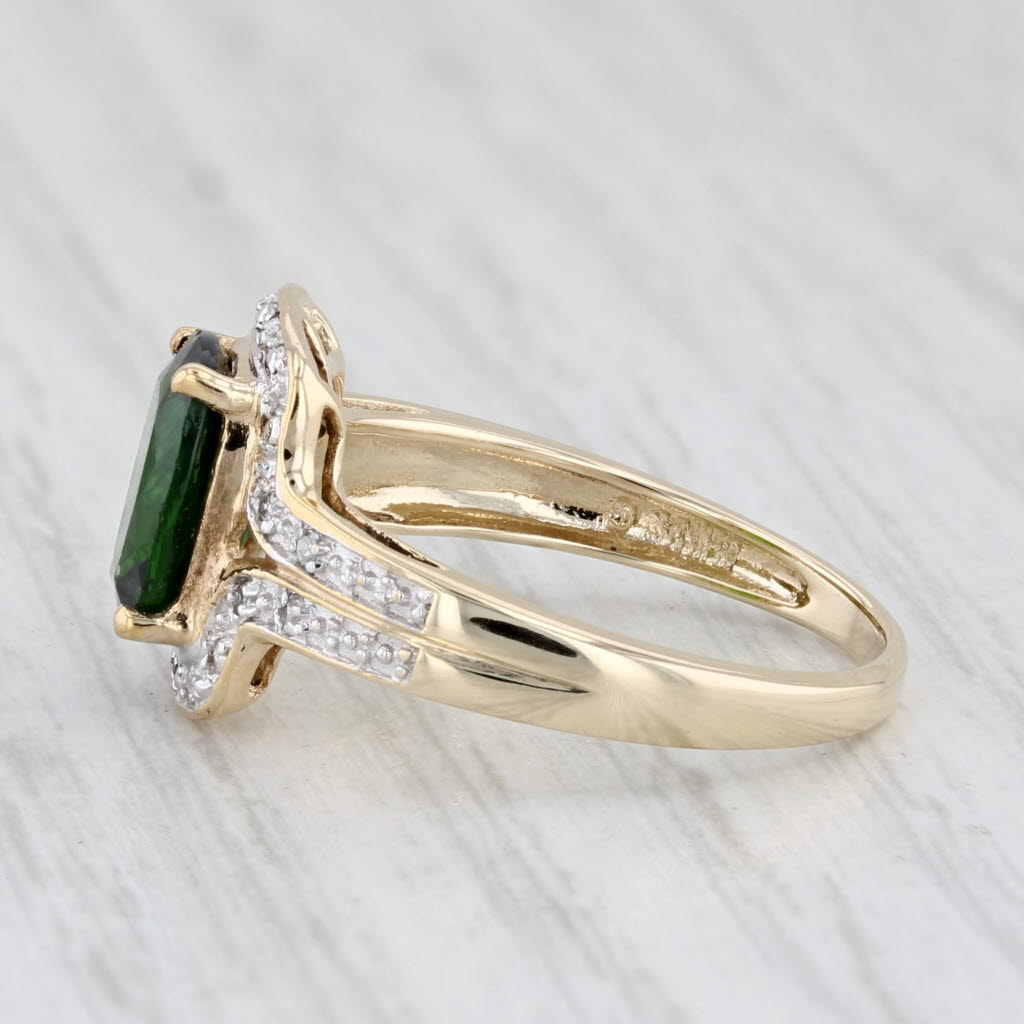 Light Gray 1.58ctw Green Chrome Diopside Diamond Ring 10k Yellow Gold Size 7.25