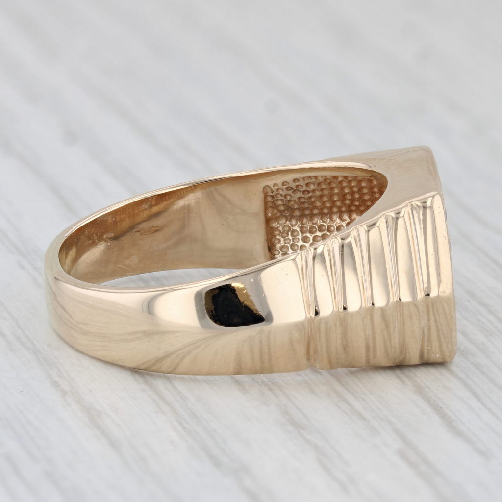 Light Gray 0.22ctw Diamond Men's Ring 14k Yellow Gold Engravable Signet Size 12.75