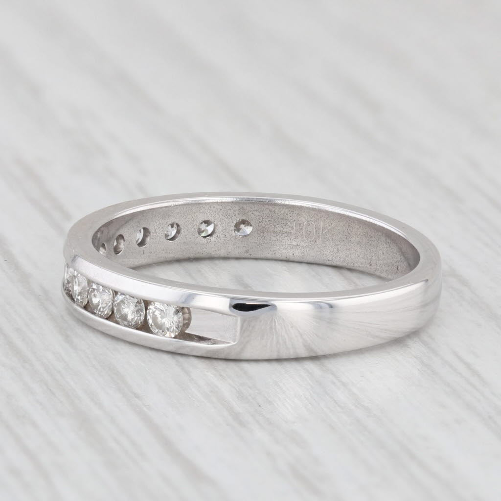 Light Gray 0.48ctw Diamond Wedding Band 10k White Gold Size 7 Stackable Anniversary Ring