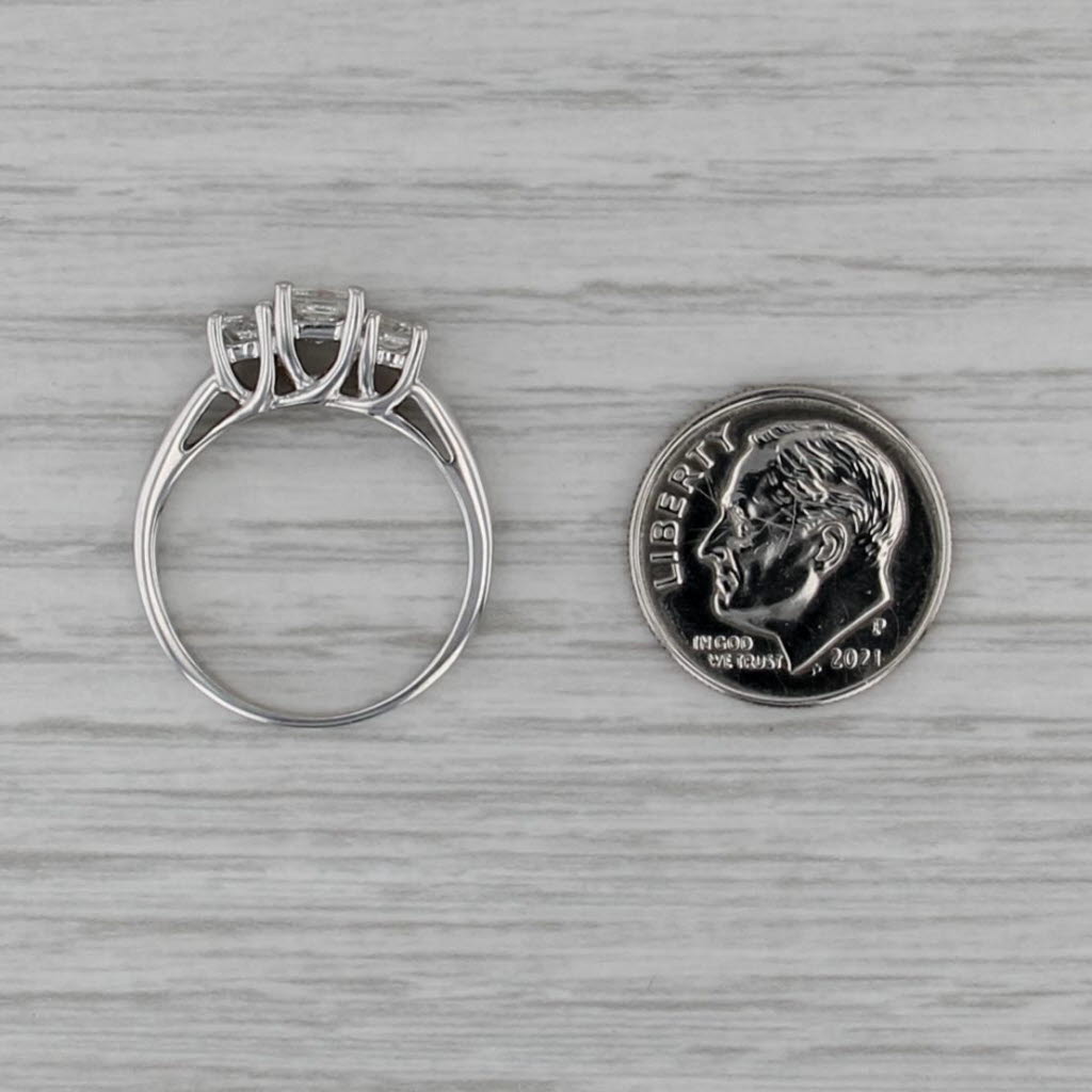 0.87ctw Princess Diamond 3-Stone Engagement Ring 14k White Gold Size 6.5