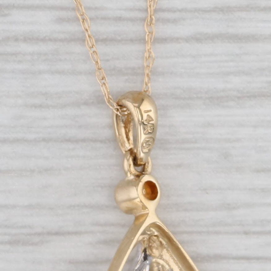 Gray Cultured Pearl Teardrop Pendant Necklace 14k Yellow Gold 18.75" Rope Chain