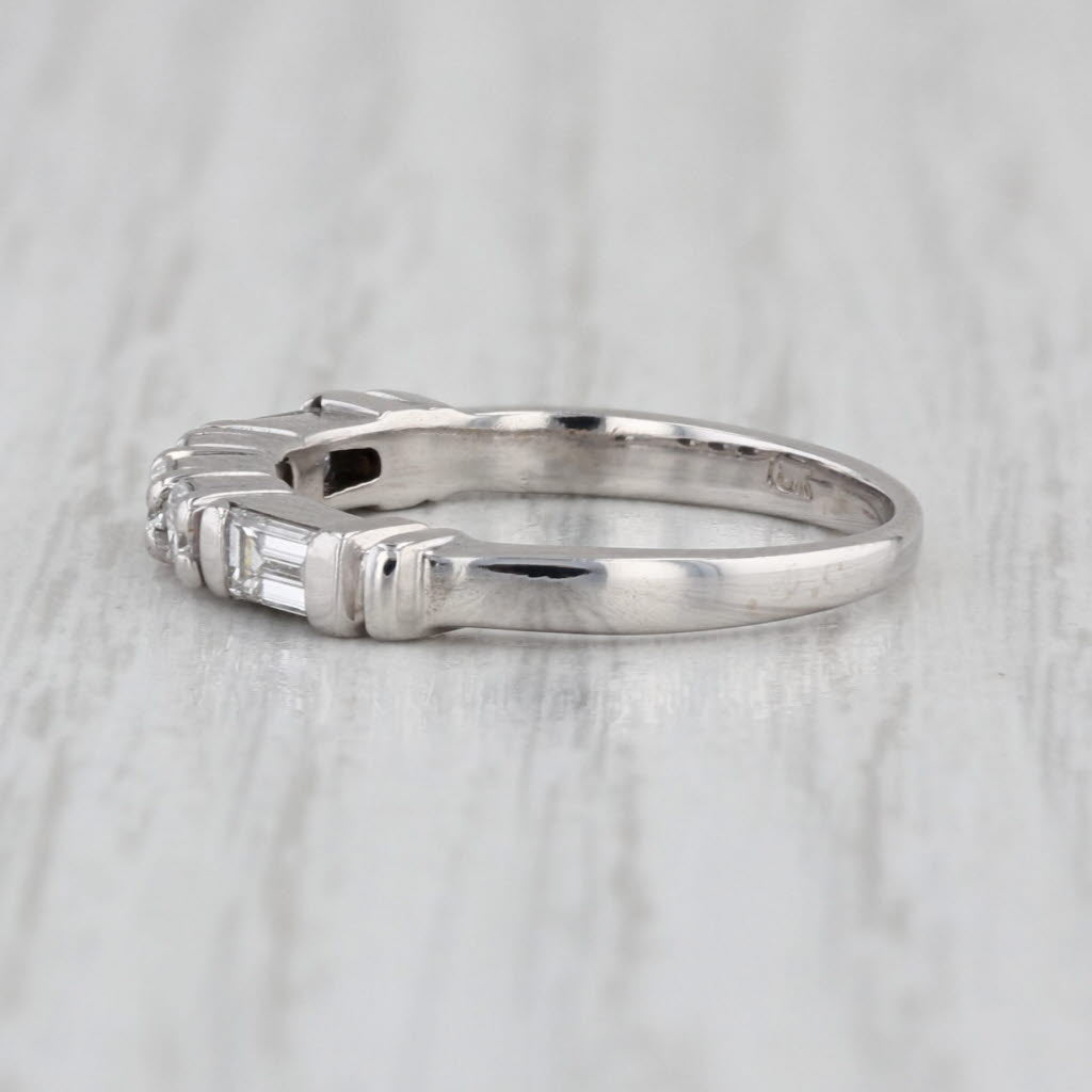 0.40ctw Diamond Wedding Band 18k White Gold Size 5 Stakable Anniversary Ring